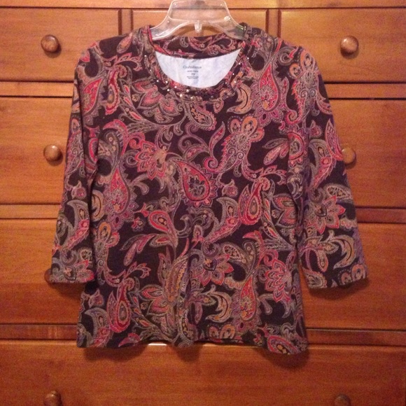 Croft & Barrow sz PS stretch 3/4 sleeve top - Picture 1 of 4