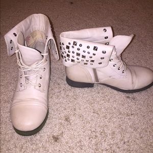 Light pink/tan studded combat boots