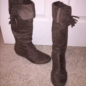 Faux suede brown boots
