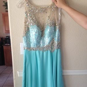 Light turquoise long prom dress/gown
