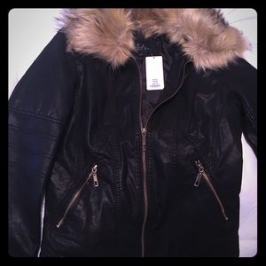 Sophie &Trey Faux Fur Moto Jacket