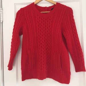 J.Crew Small Cable Knit Pocket Sweater Dark Poppy