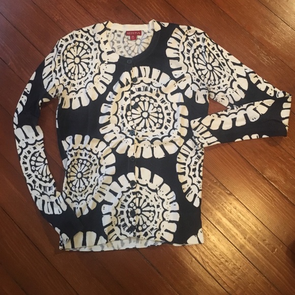 Navy and cream patterned cardigan