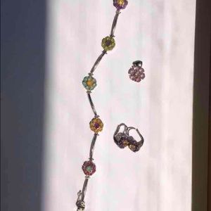 3 piece 14kt white gold gemstone set