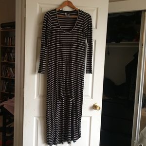 BCBGMAXAZRIA Striped Scoop Neck high low dress