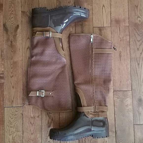 Brown knee high boots