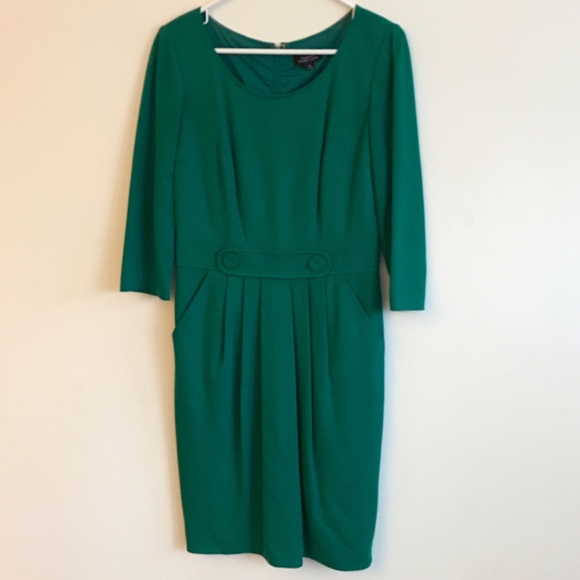 Tahari emerald green work or occasion dress.