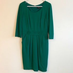 Tahari emerald green work or occasion dress.