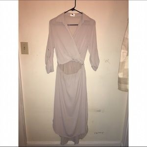 Wrap top with exposed mid section Maxi Dress