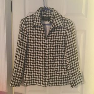 Dana Buchman houndstooth linen cotton blazer 10