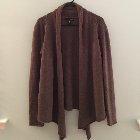 AQUA cashmere drape front sweater