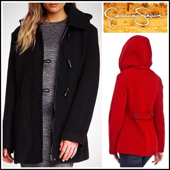 ❌SOLD❌JESSICA SIMPSON HOODED PEA COAT - Picture 2 of 4