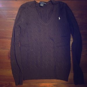 Brown polo knit sweater