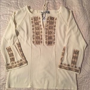 Joseph A. Beaded Sweater 3/4 length sleeve