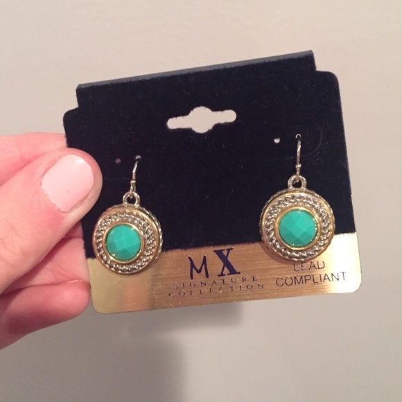 NWT- silver and gold earrings with turquoise