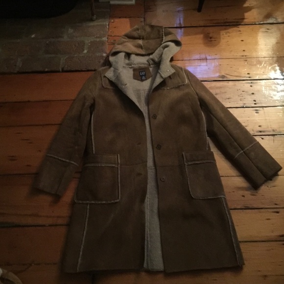 Suede hooded coat