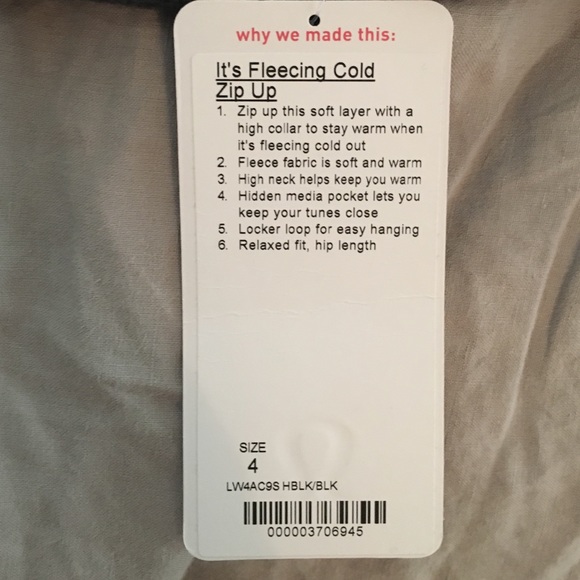 BRAND NEW LULULEMON JACKET - its fleecing cold zip - Picture 2 of 3