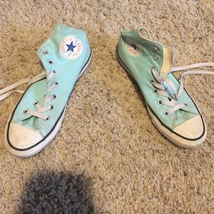 Gently used mint blue high top converse!