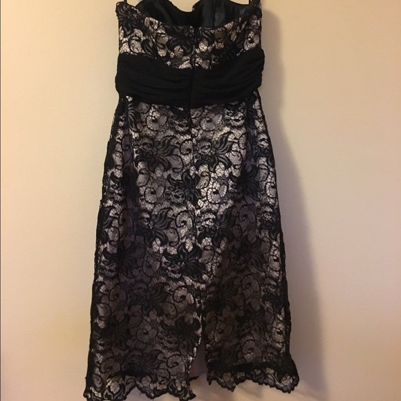 Black and Nude Lace Cocktail Dress - Picture 2 of 3