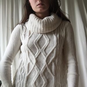 Forever21 White Cable-knit Turtleneck