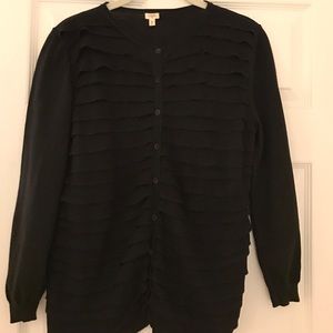 JCrew Black Cardigan Sweater with Ruffles - Med