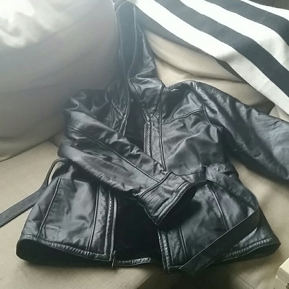 Leather Jacket/Parka with Faux Fur Lining