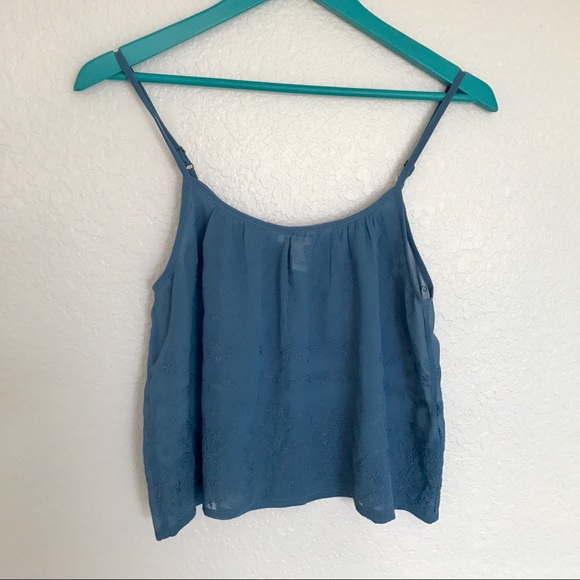 Embroidered sheer crop tank
