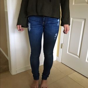 7 For All Mankind Ripped Skinny Jeans