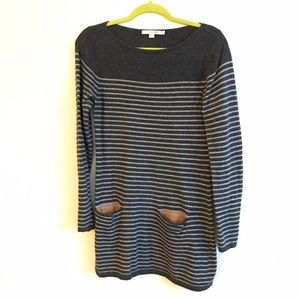 Boden grey striped wool-blend long sweater.