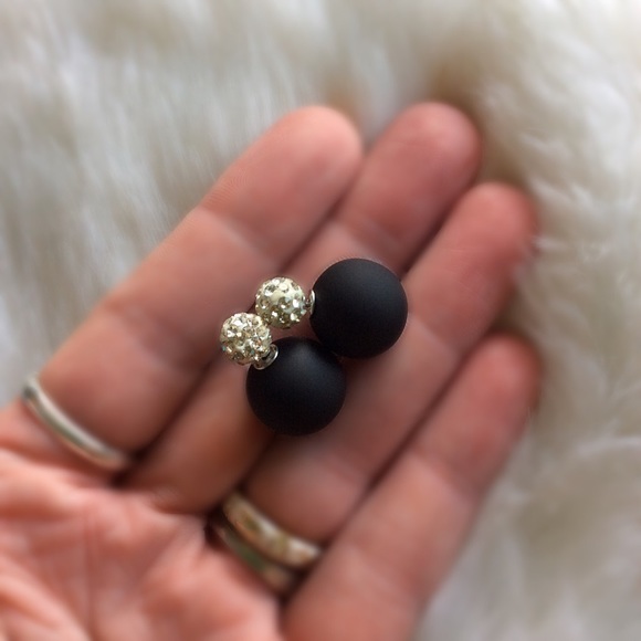 NEW! Elegant Double-Sided Crystal Ball Earrings - Picture 2 of 4