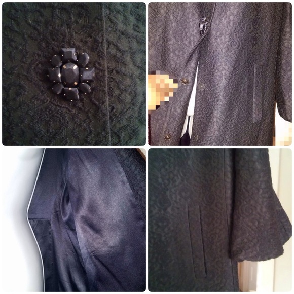 Elie Tahari Navy Blue Large Dress Coat - Picture 3 of 4