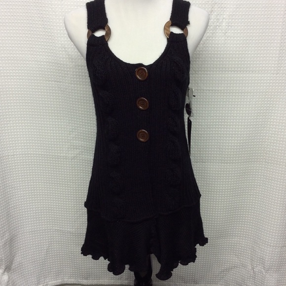 JOHN FASHION Long Black Knit Sweater NWT Sz Large