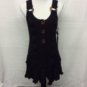 JOHN FASHION Long Black Knit Sweater NWT Sz Large