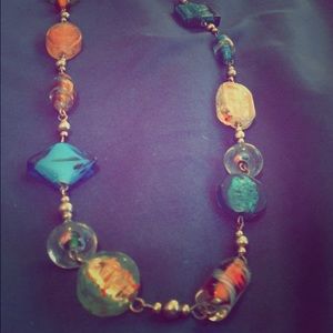 Blown glass long necklace