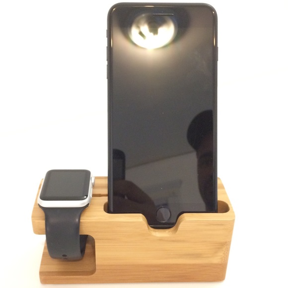 iPhone and Apple Watch Stand. Made of wood.