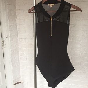 Silence + Noise Black Mesh Bodysuit