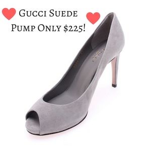 Gucci Open Toe Suede Pump 39