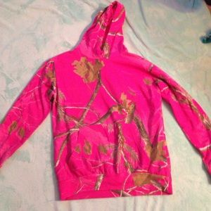 Pink real tree camouflage hoodie