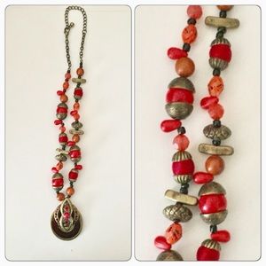 💋NEW: Handmade Multi Color Red Necklace Earrings