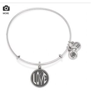 Alex and Ani silver bangle bracelet w/ love charm
