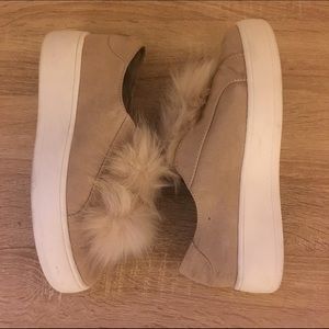 Steve Madden Bryanne Fur Pom Pom Sneakers
