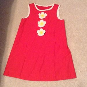 Mimi Boden bright reddish orange dress.