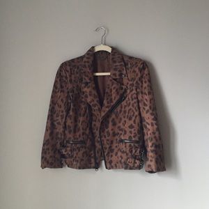 Suede Printed Biker Jacket