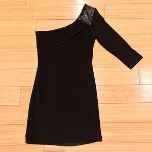 Black and Sequins One Shoulder Dress