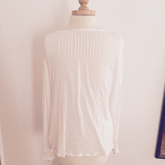 Soft joie white long sleeve knit blouse shirt - Picture 4 of 7