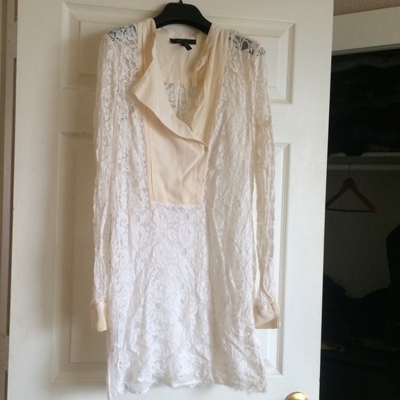 BCBGMAXAZRIA Cream and Lace dress with slip