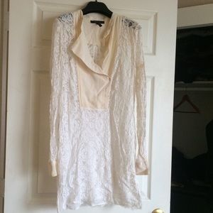 BCBGMAXAZRIA Cream and Lace dress with slip