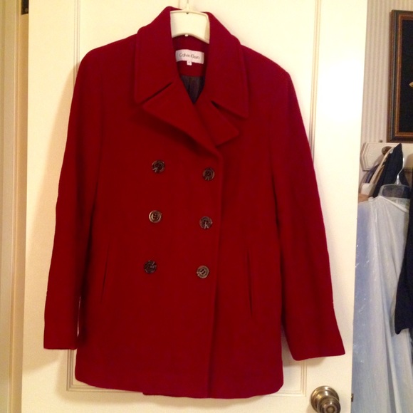 Calvin Klein Jackets & Blazers - Calvin Klein Dark Red Pea Coat