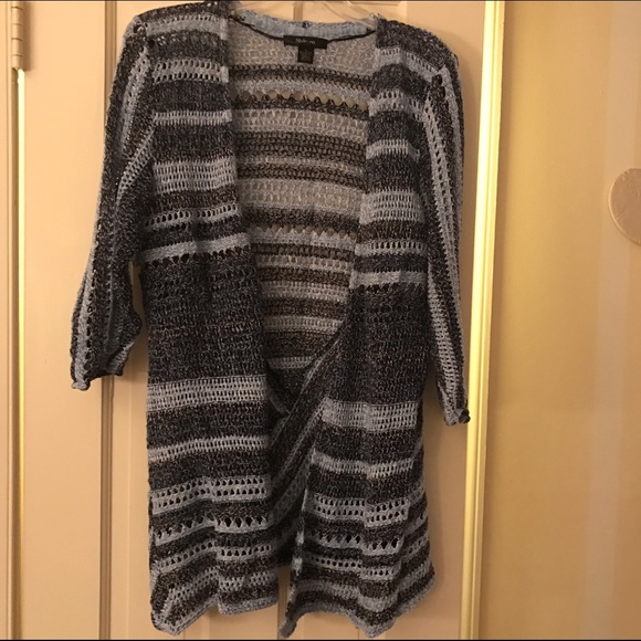 Black, blue and white sweater