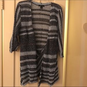 Black, blue and white sweater